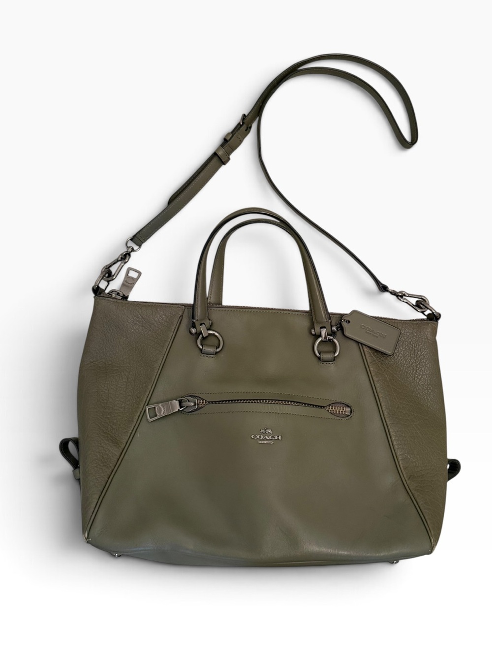 Coach Mixed Leather Olive Satchel Strap No. 55532